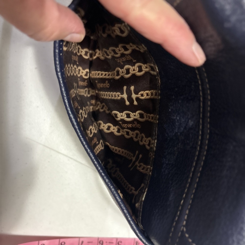 Vintage Blue Tignanello Crossbody Handbag 1989 Pebbled Leathe - Picture 8 of 8
